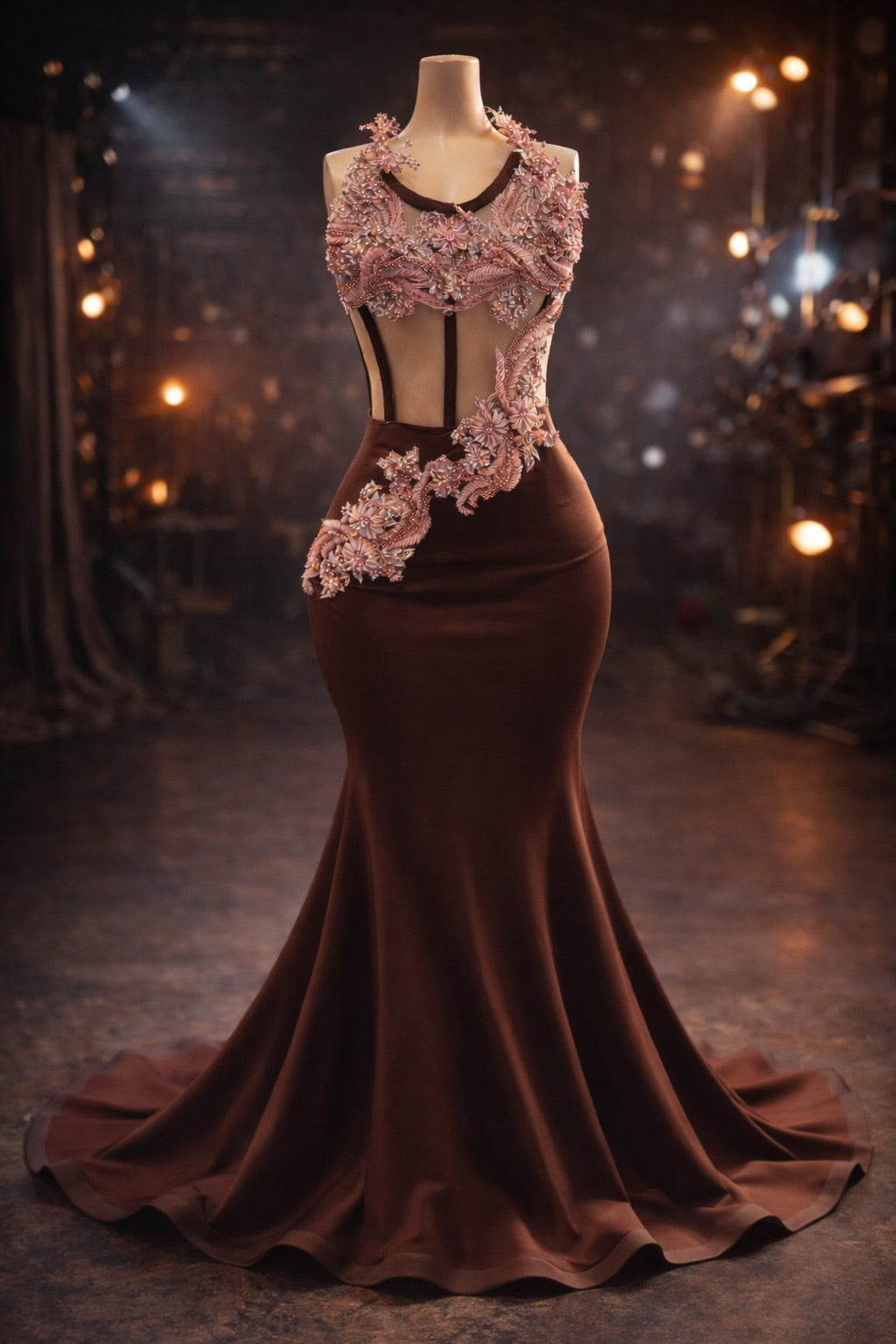 Chocolate Brown Mermaid Prom Dress