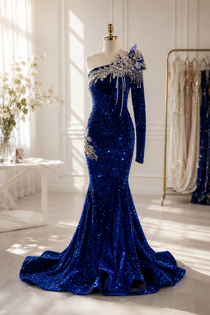 royal blue and gold mermaid prom dress YGroup_2880 Size:M/15-15.5/32-33 Nice 'S Floral Dress Natural 7