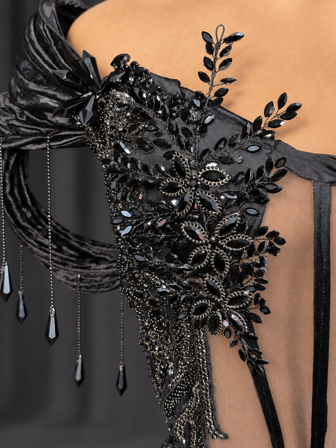 Midnight Spiral Black Corset Prom Dress
