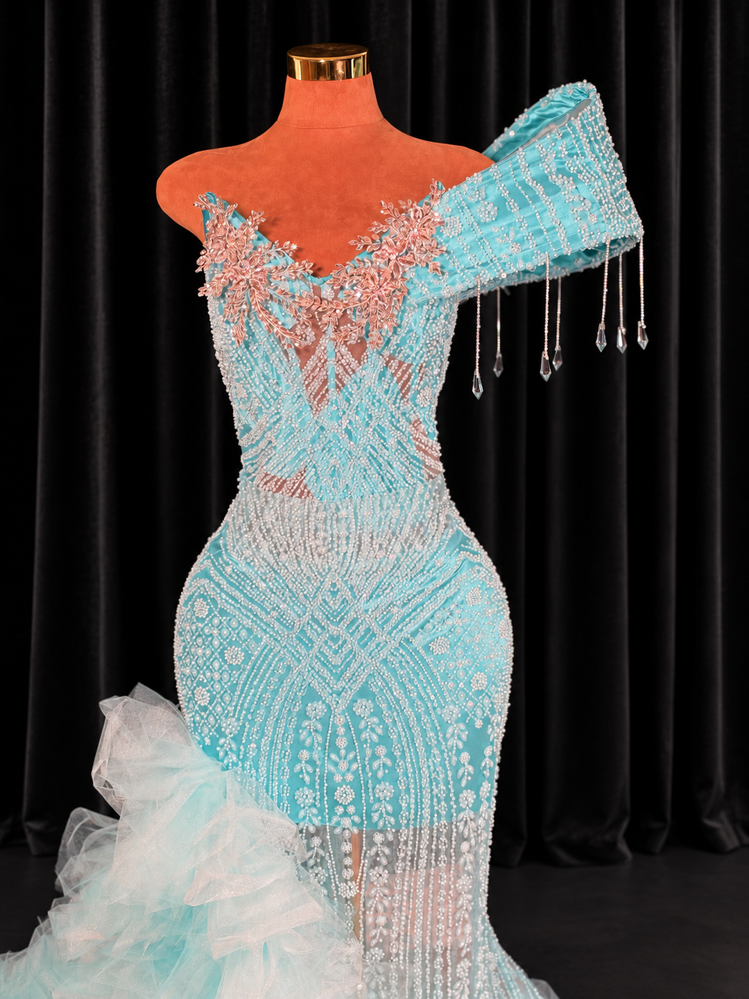 Aqua Majesty — Beaded Mermaid Prom Gown